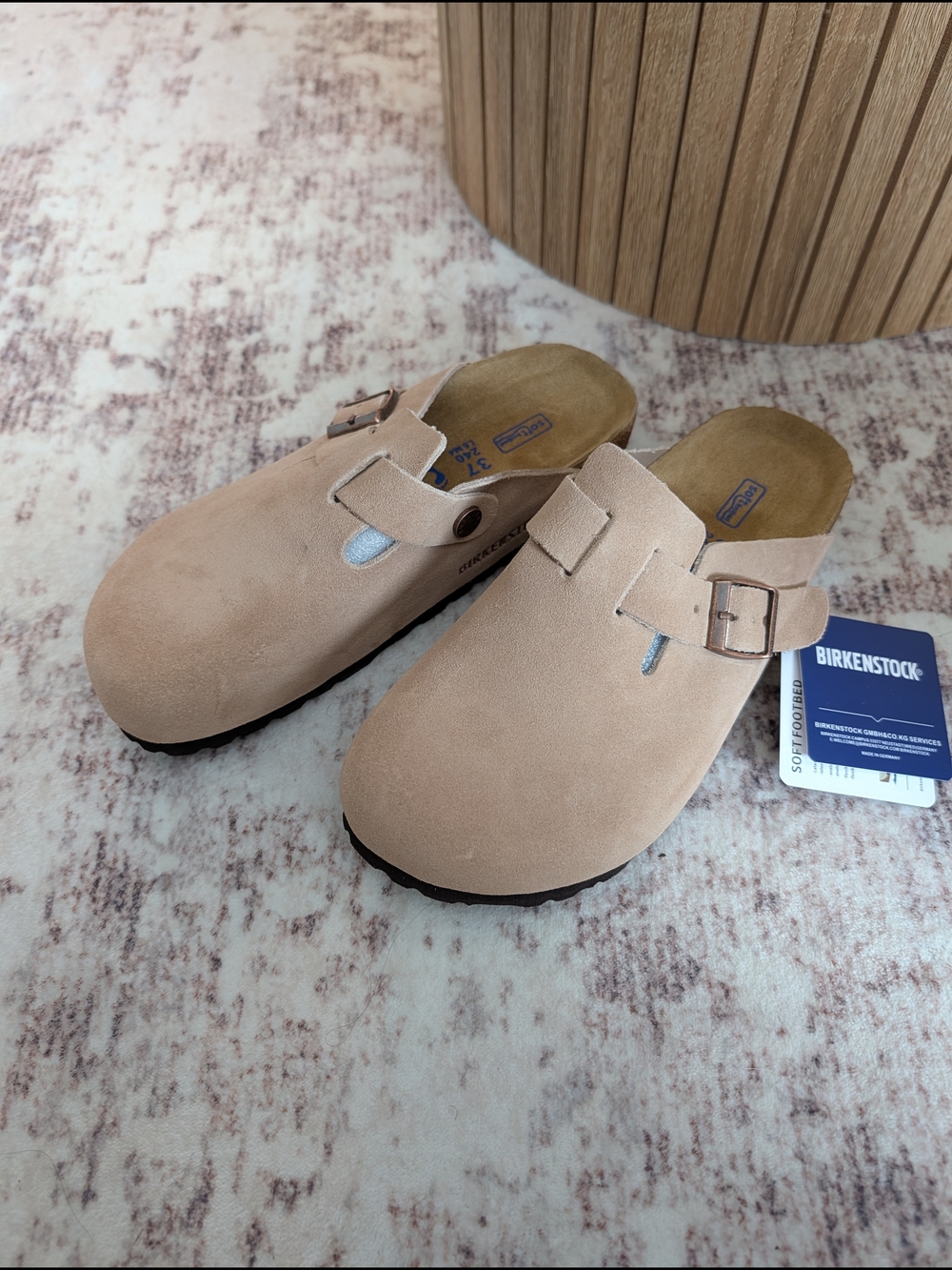 Birkenstock Boston Suede Clogs in Blush